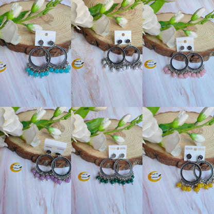 silver-jhumka-earrings-with-beads-multi-colored