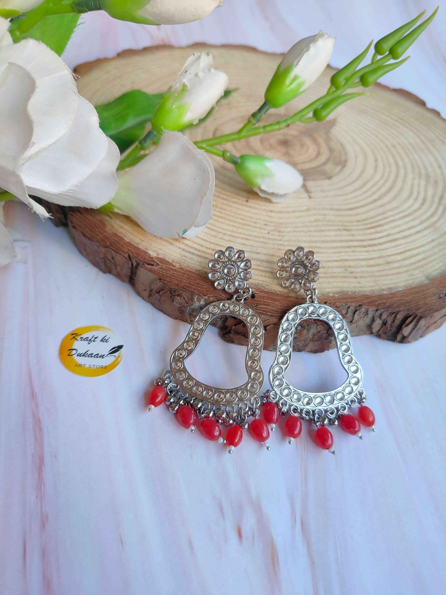 Silver Jhumka with Beads C4