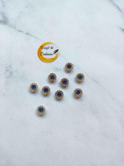 Flower Shape Sew Button Silver Kundan Stone Beads