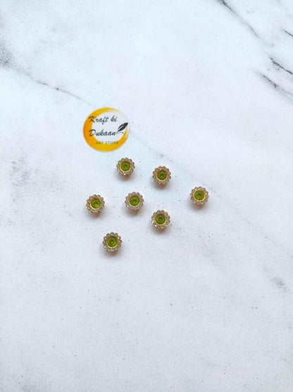 Flower Shape Sew Button Silver Kundan Stone Beads