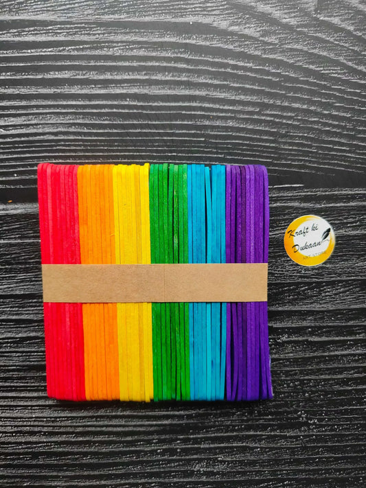 Small ice cream sticks colour pack of 50—rainbow striped craft sticks in a bundle