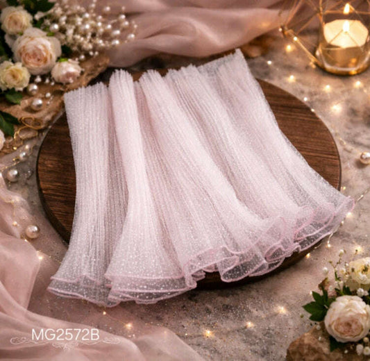Snow wrapping paper net, light pink wrinkled mesh with glitter dots