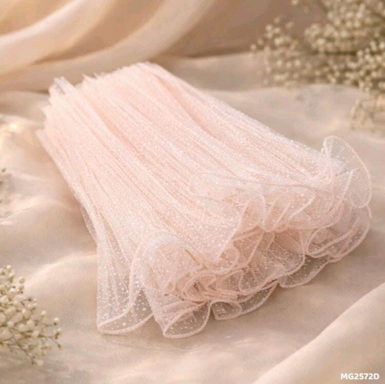 Snow wrapping paper net, off-white wrinkled mesh with subtle glitter specks