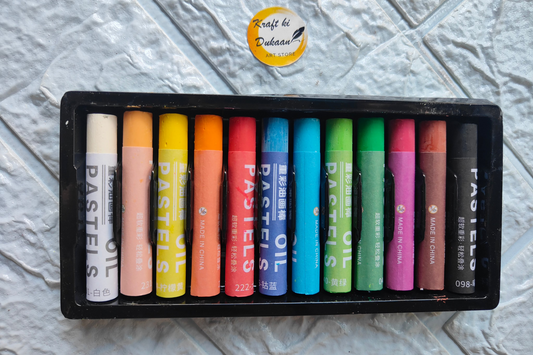 Kraft ki Dukaan soft oil pastels set in various colors arranged in a box for artists