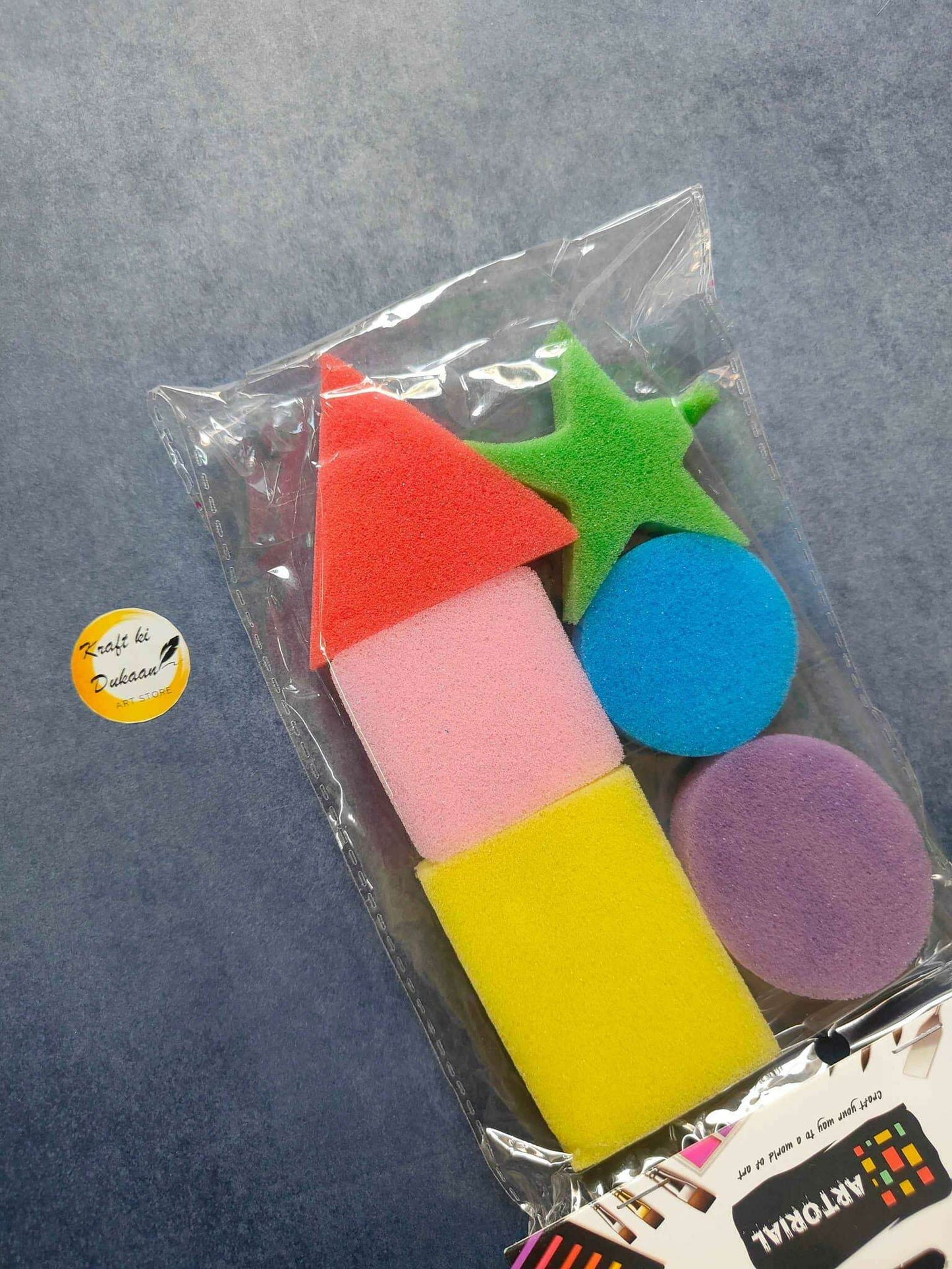 6PC Sponge Set: six colorful foam sponges in clear pack