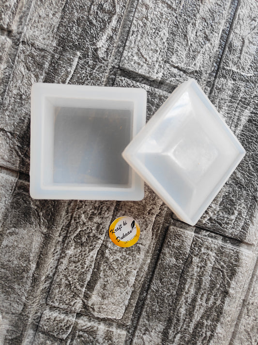 Kraft ki Dukaan square box mould resin in transparent silicone for crafting and DIY projects