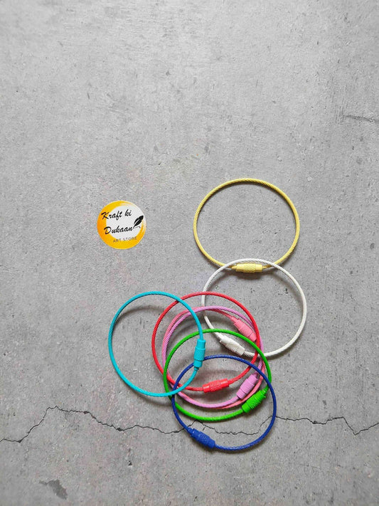 Screw clasps wire loop set (8pc): colored cable loops with clasp ends