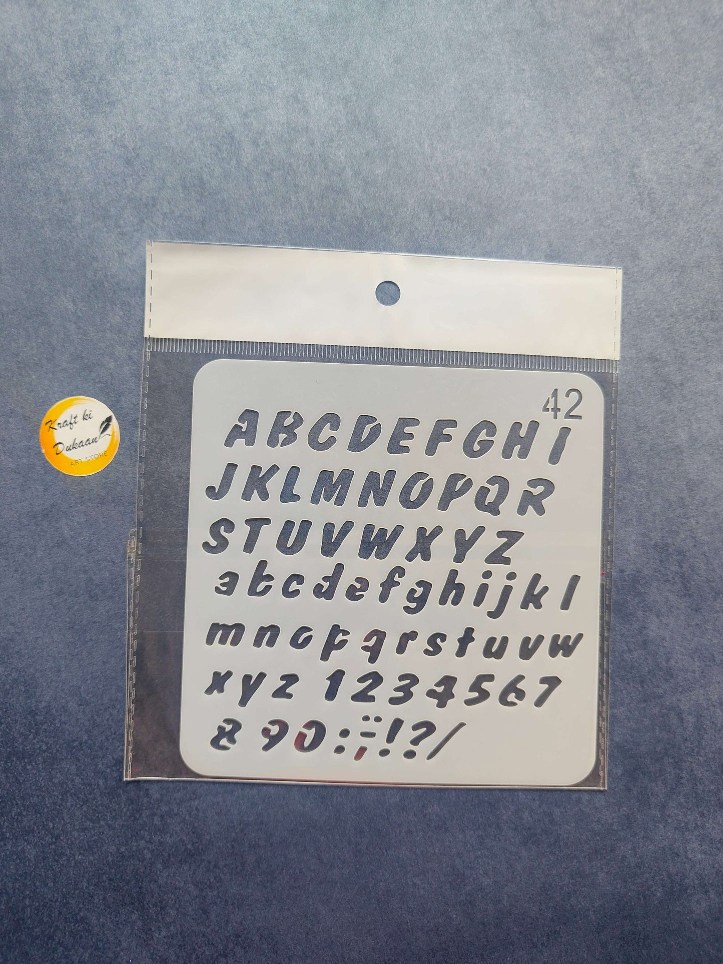 Alphabet letter and number stencil (A–Z, a–z, 0–9), Design 42