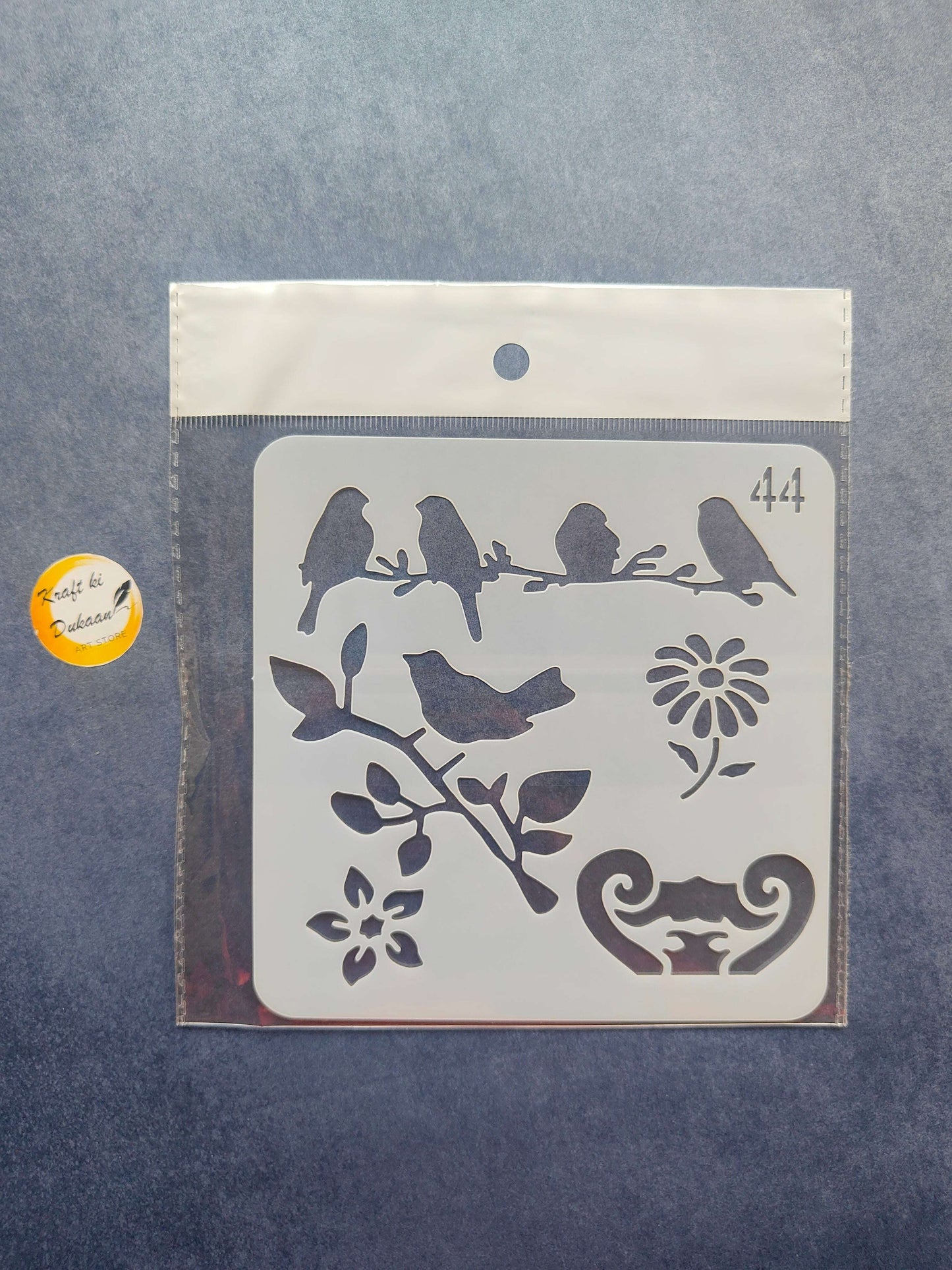 Animal and botanical silhouettes stencil with cat and flowers, Design 44