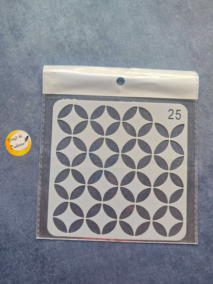 Circle petal cluster pattern stencil, Design 25