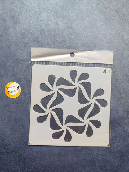 Floral ribbon bow vine stencil, Design 4