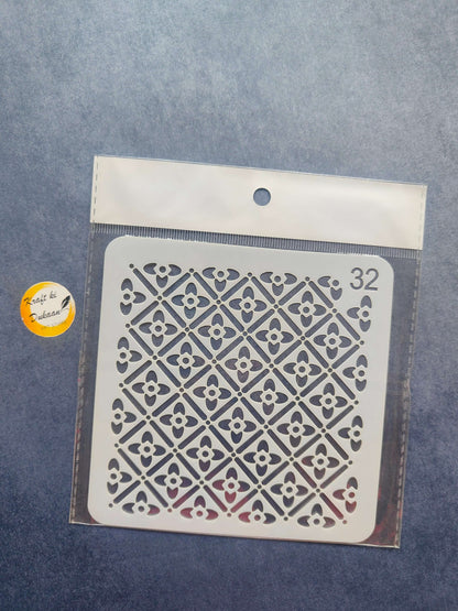 Geometric heart lattice stencil, Design 32