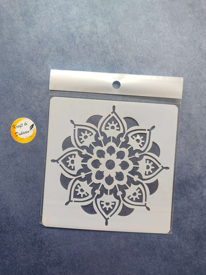 Stencil design S20: flower mandala with framed motifs, stencil size mark 43