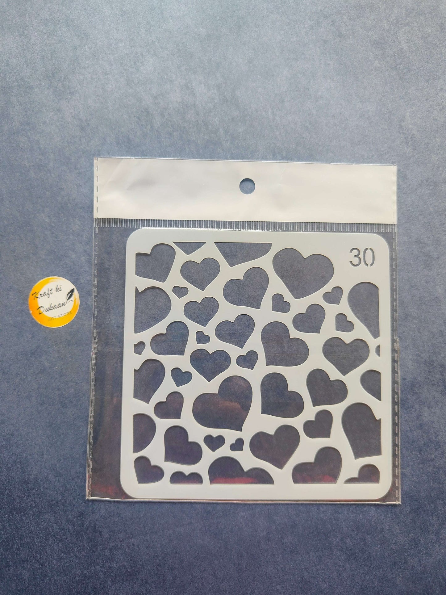 Stencil with assorted heart shapes pattern, Design 30