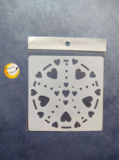 Stencil design S2: heart wreath circle pattern with small dots, stencil size mark 19