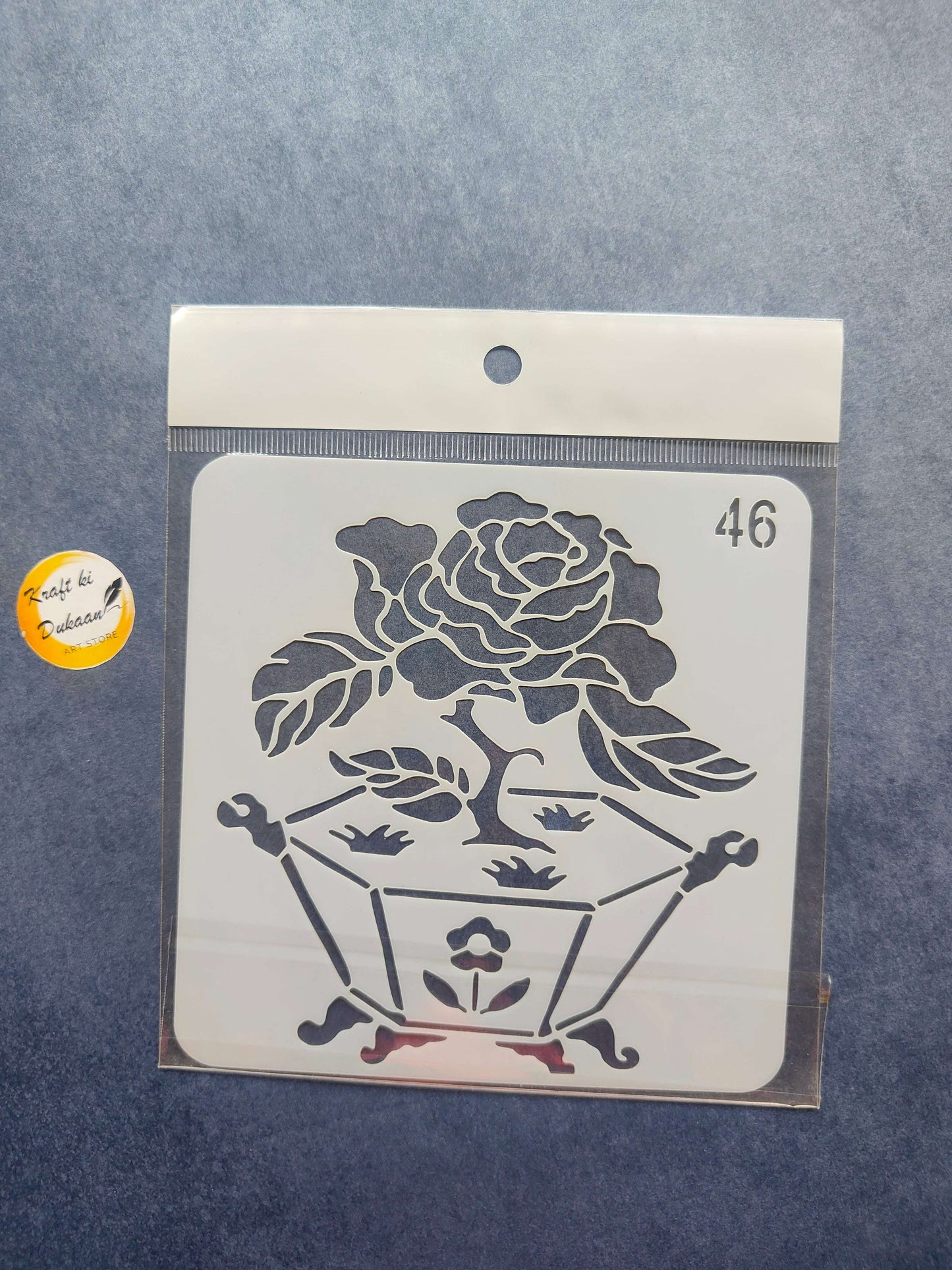 Stencil design S23: rose bouquet with leaves and petals, stencil size mark 46
