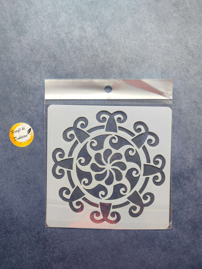 Stencil with ornate filigree circular swirl cutout pattern