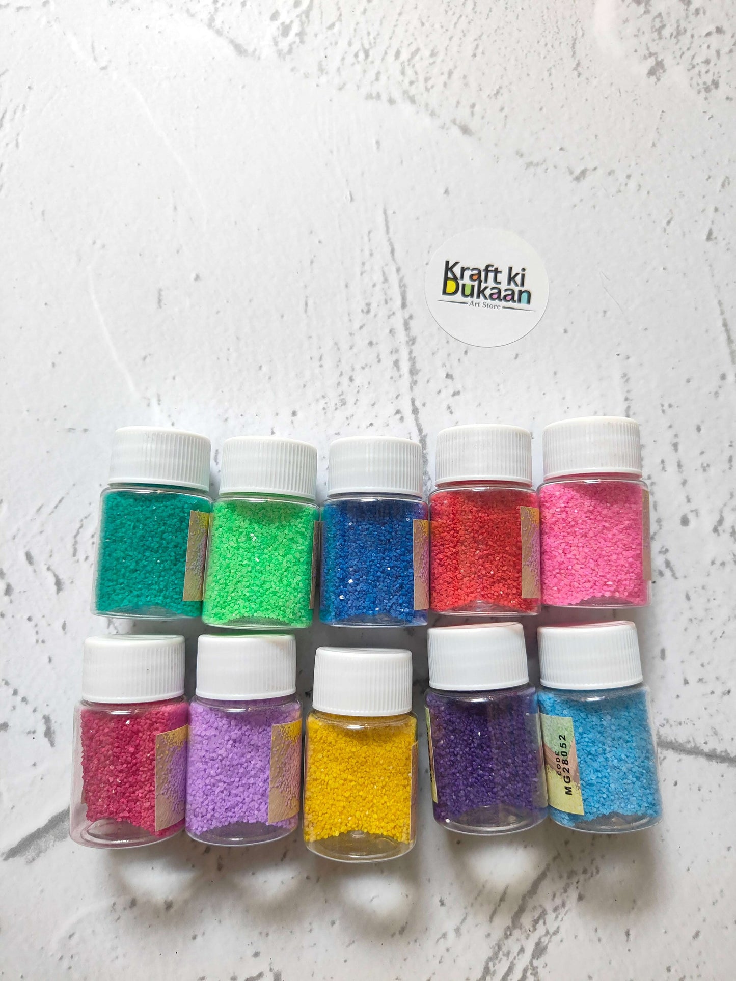 Colored sugar sand pack of 10 jars with assorted glittery colors, sealed lids