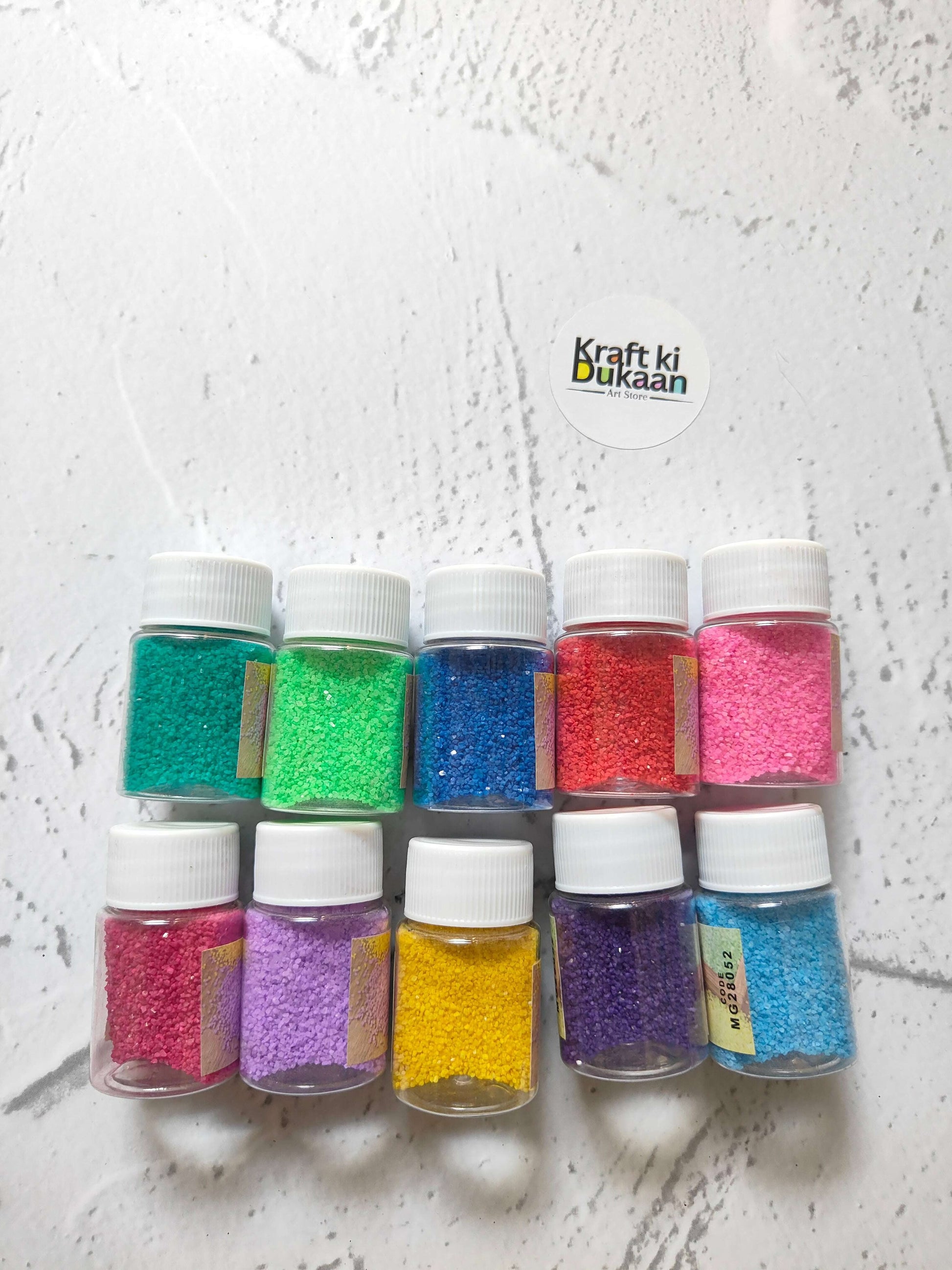 Colored sugar sand pack of 10 jars with assorted glittery colors, sealed lids
