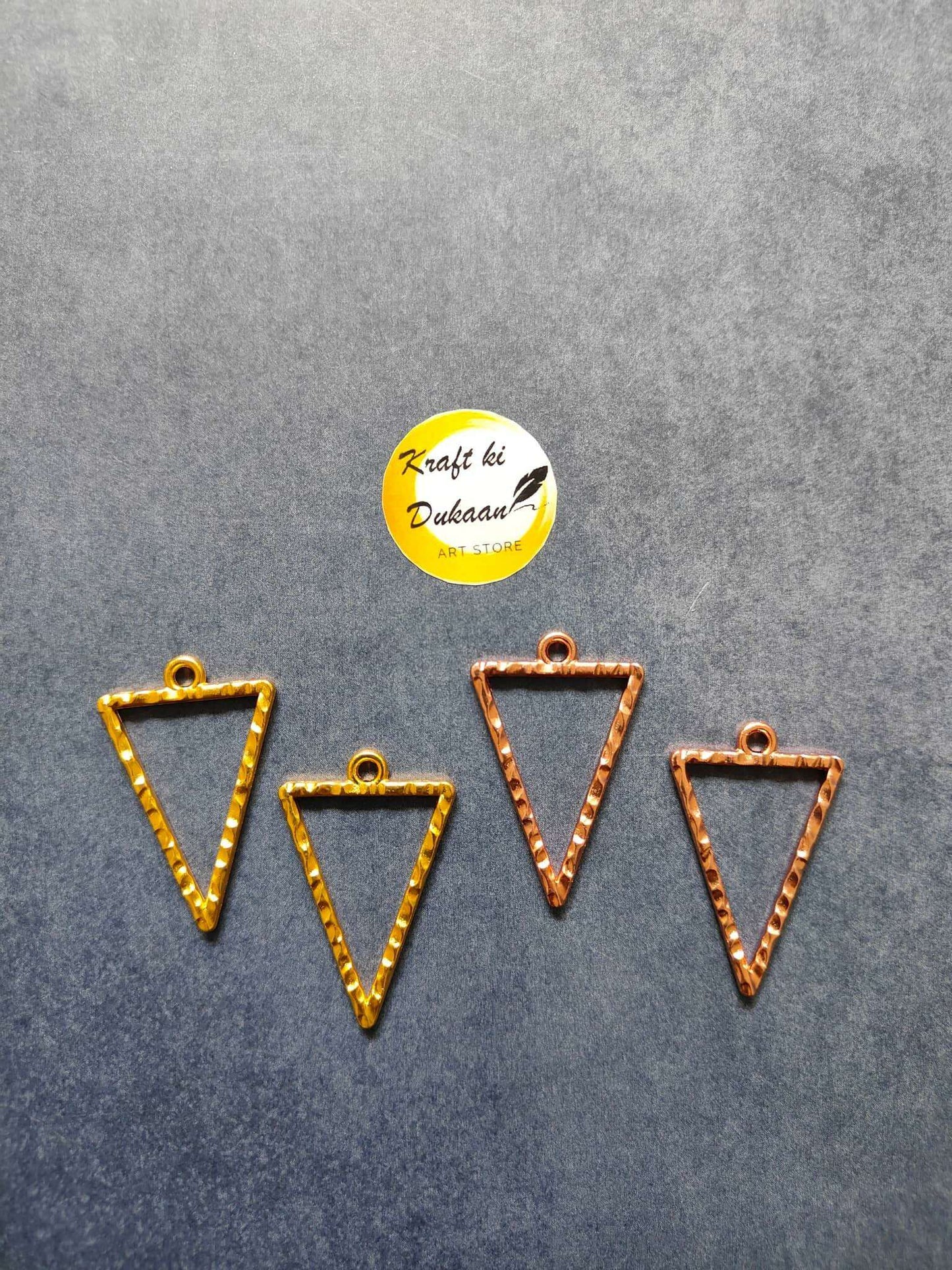 Designer Triangle Bezel Pendant set: triangular bezels with top loop, gold-tone (5PC)