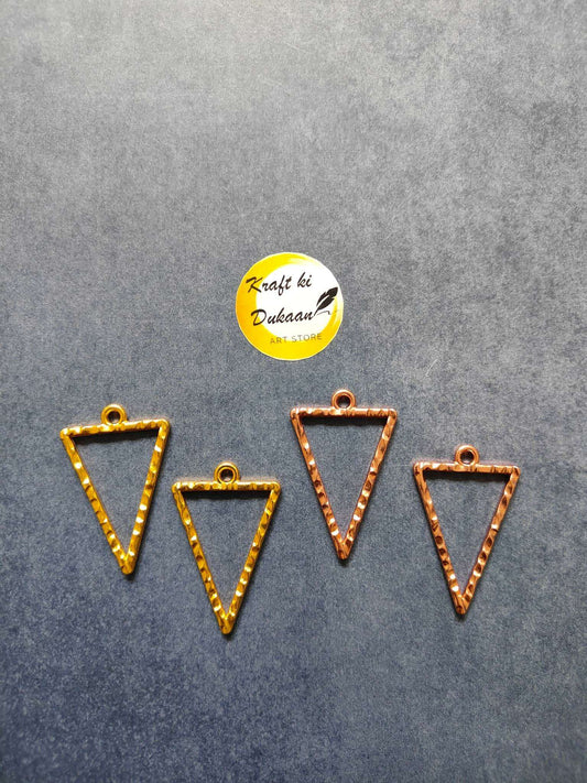 Designer Triangle Bezel Pendant set: triangular bezels with top loop, gold-tone (5PC)