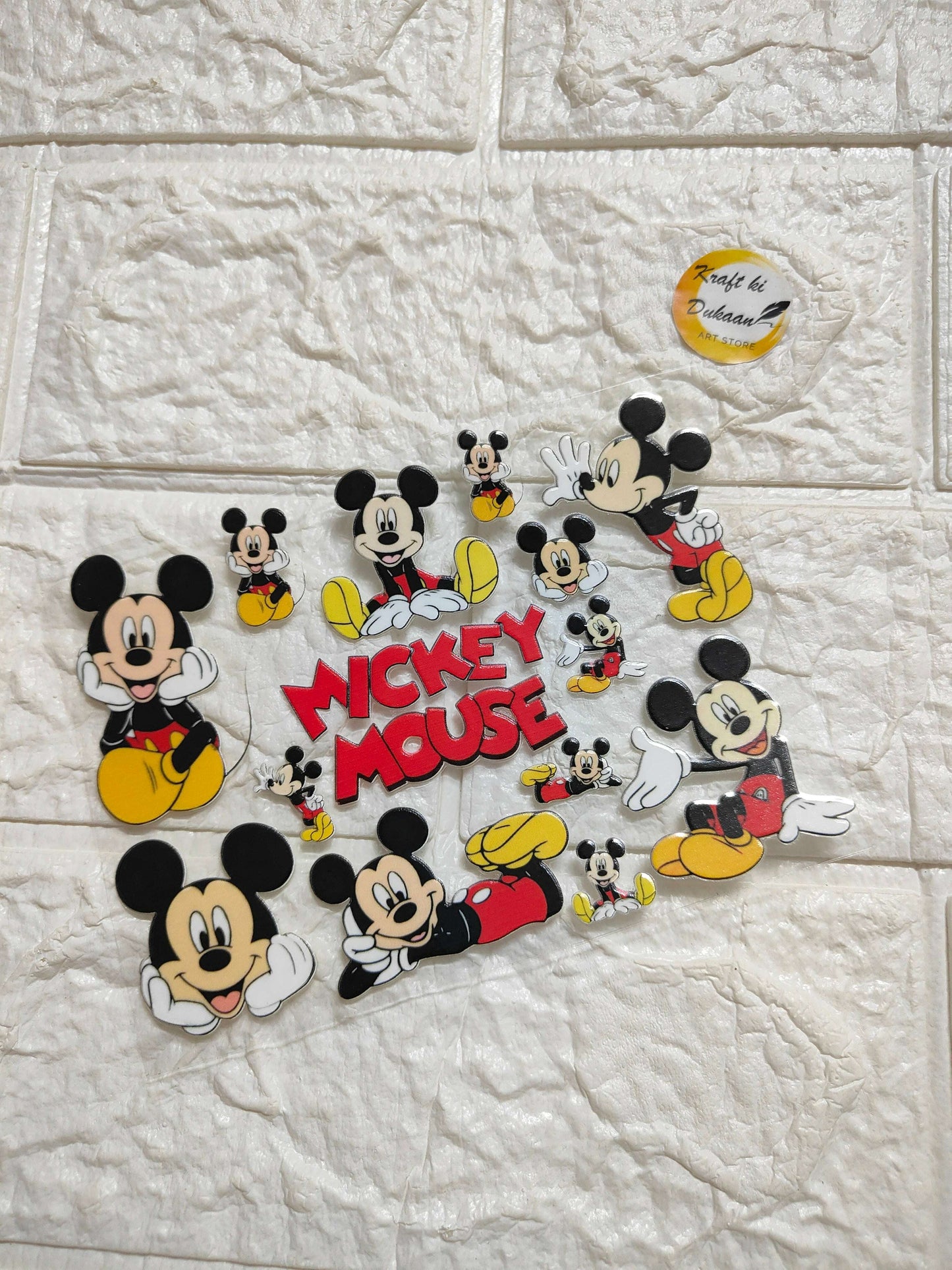 Peel-off UV DTF sticker sheet J31 with Mickey Mouse character graphics