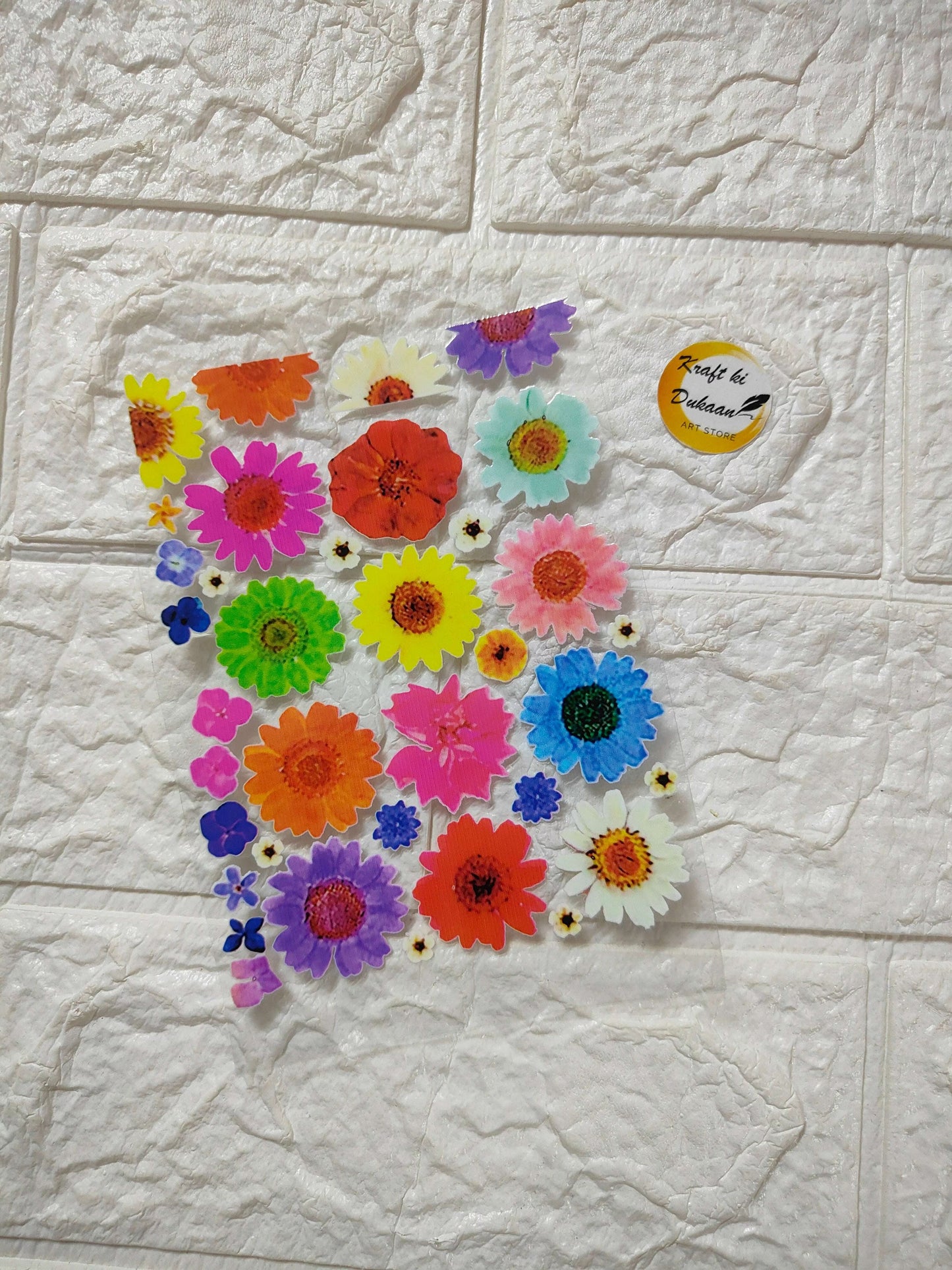 UV DTF peel-off sticker sheet J7, multicolor flower designs