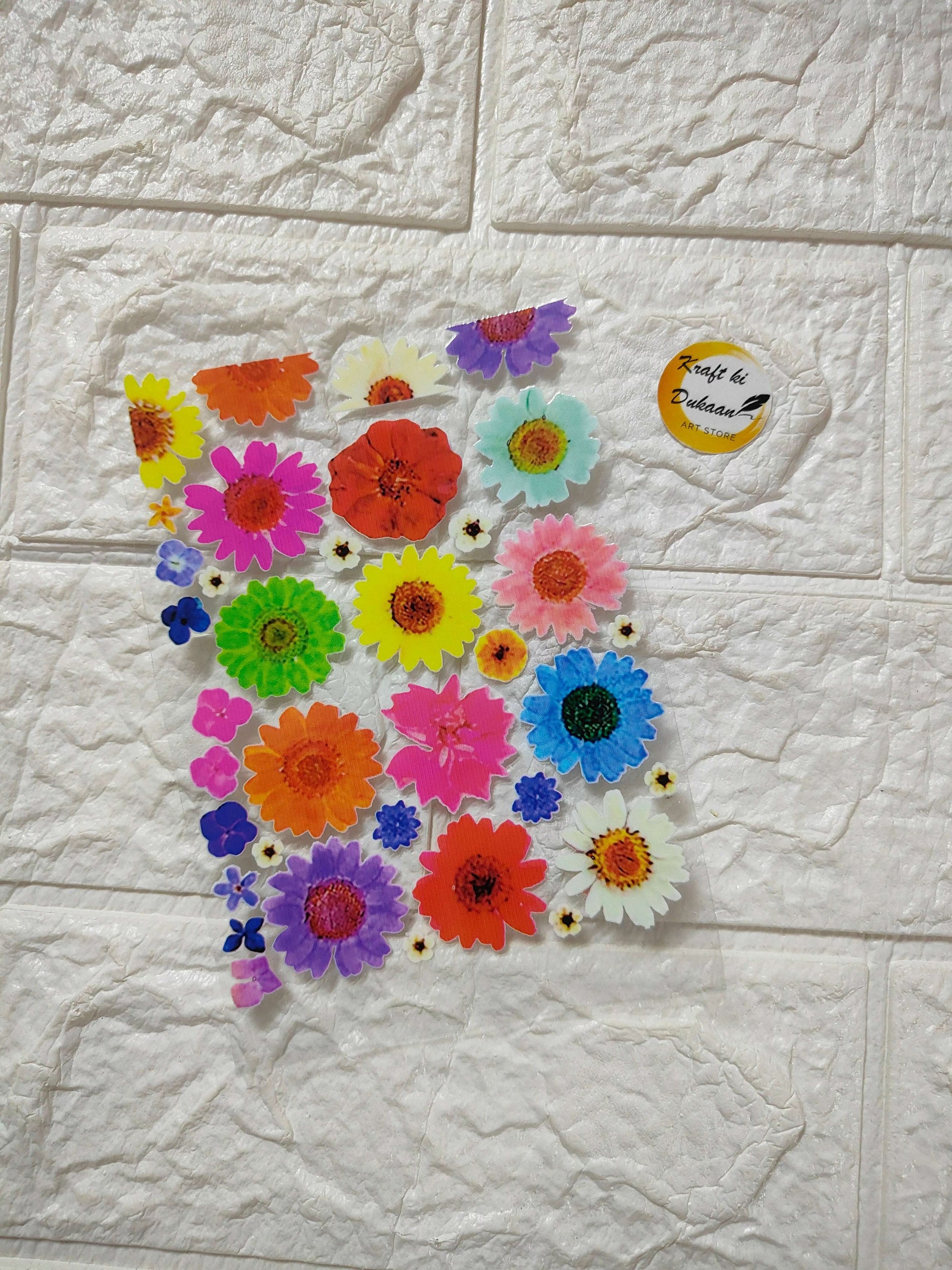 UV DTF peel-off sticker sheet J7, multicolor flower designs