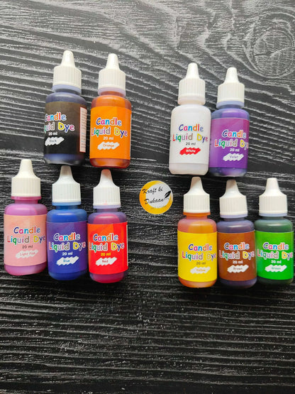 Candle Dye Pigment set of 10 liquid dye bottles, assorted colors in small bottles