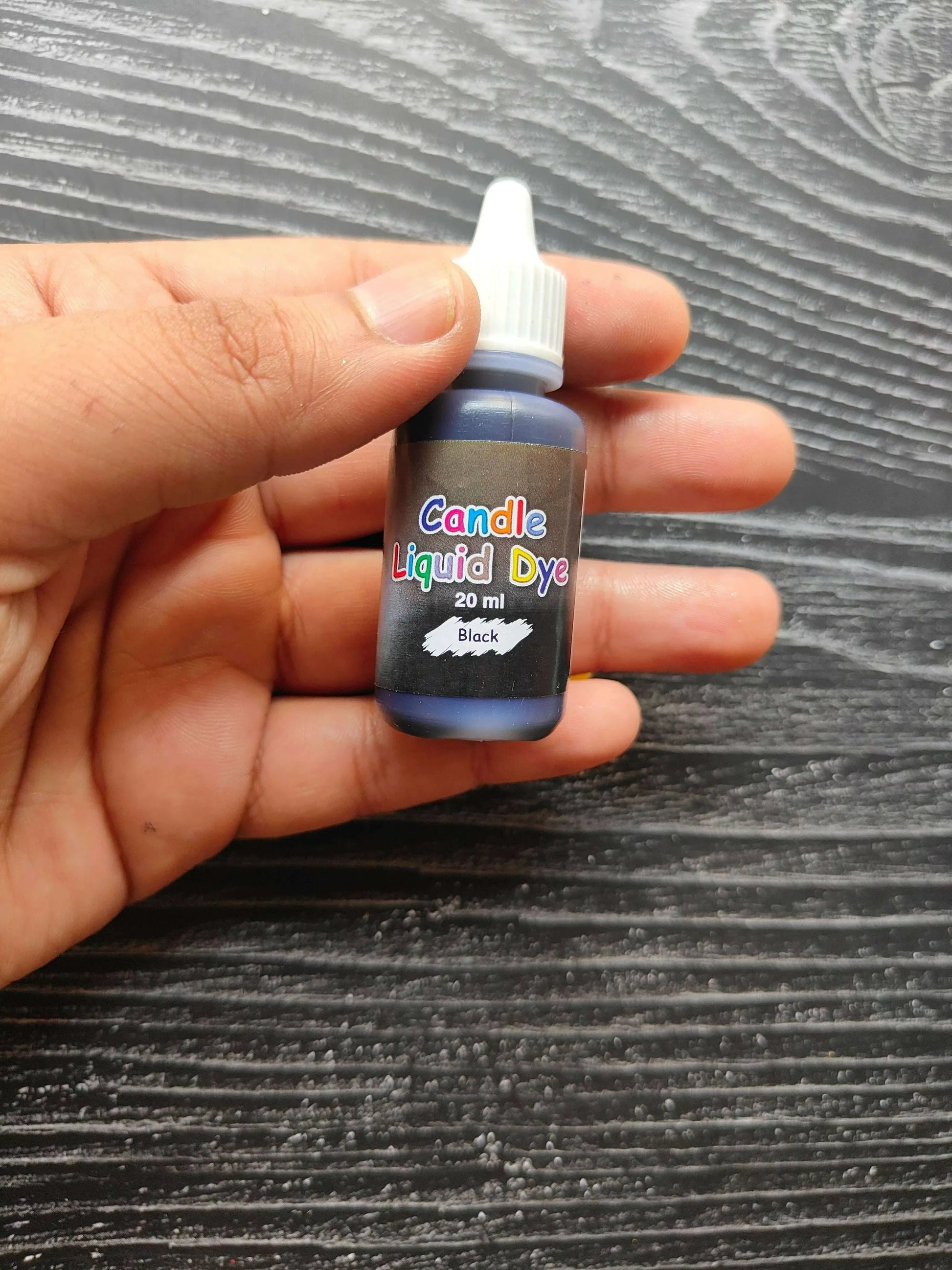 Candle Liquid Dye 20 ml, black bottle with white dropper cap