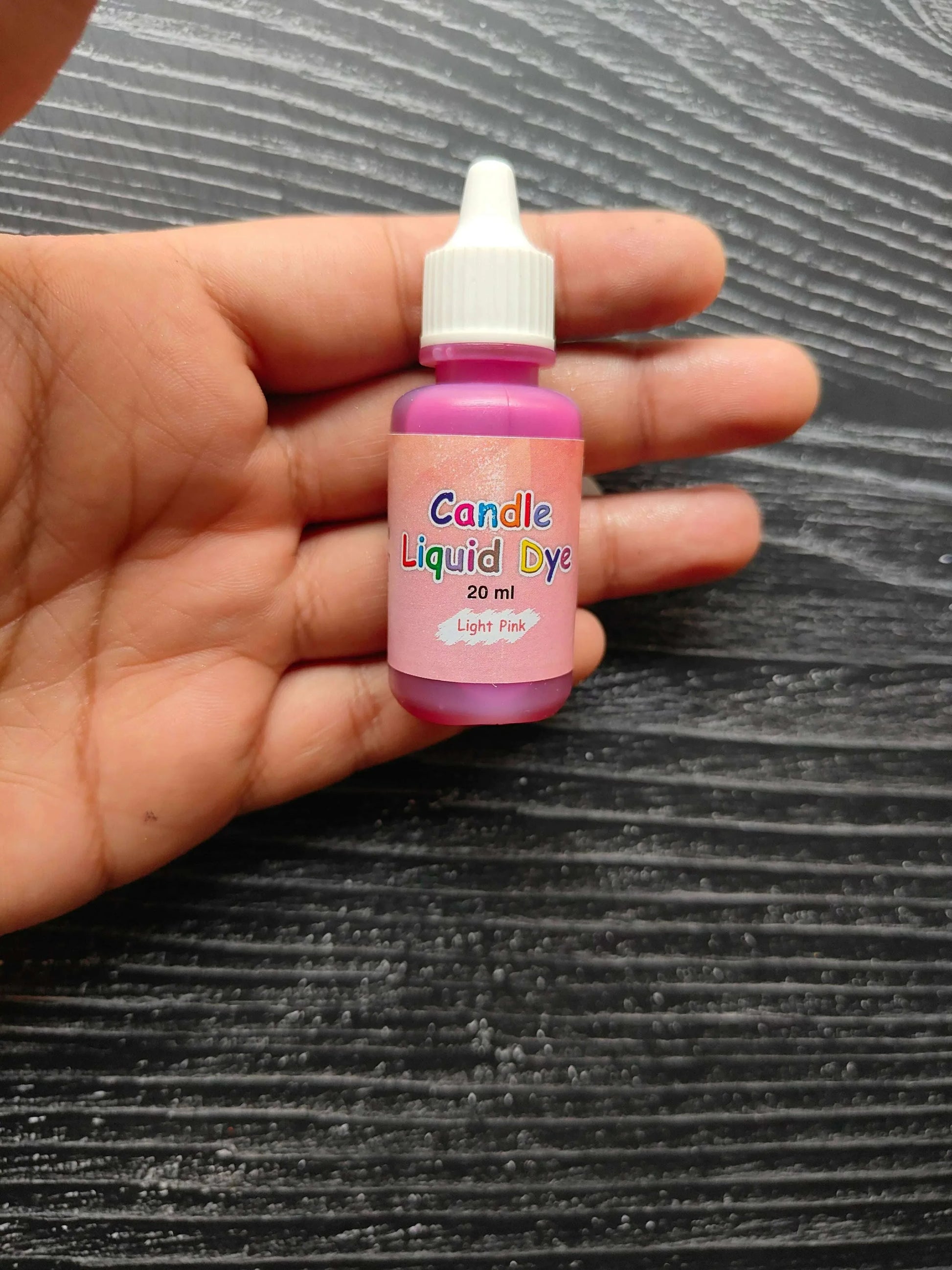Candle Liquid Dye 20 ml, light pink bottle with white dropper cap