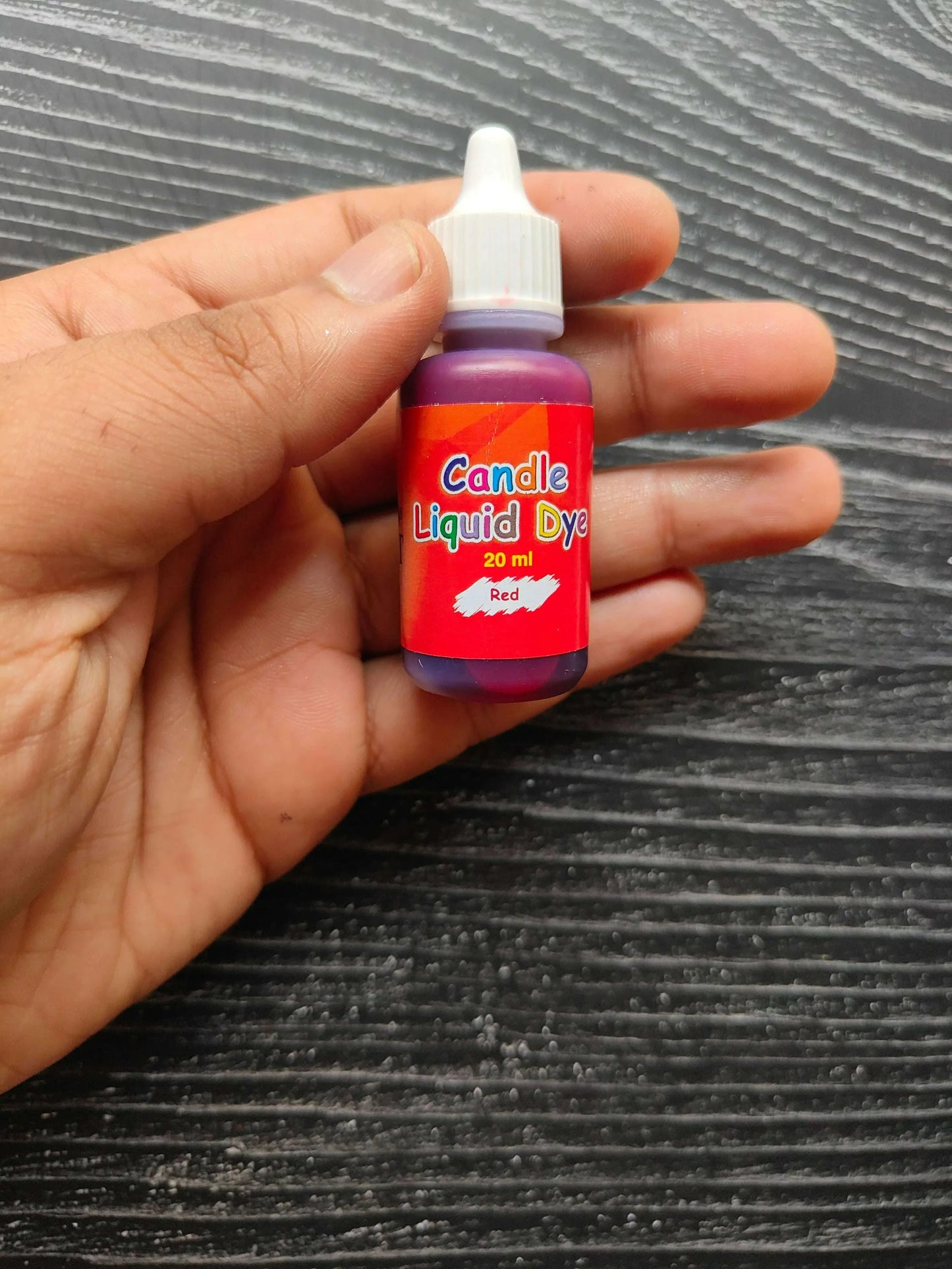 Candle Liquid Dye 20 ml, red bottle with white dropper cap