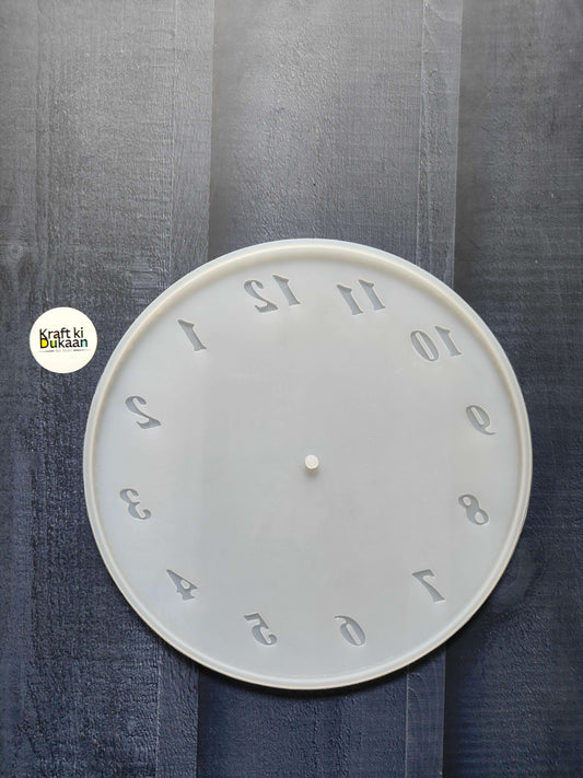 White round 10-inch clock mould with Roman numeral hour markers and slim hands