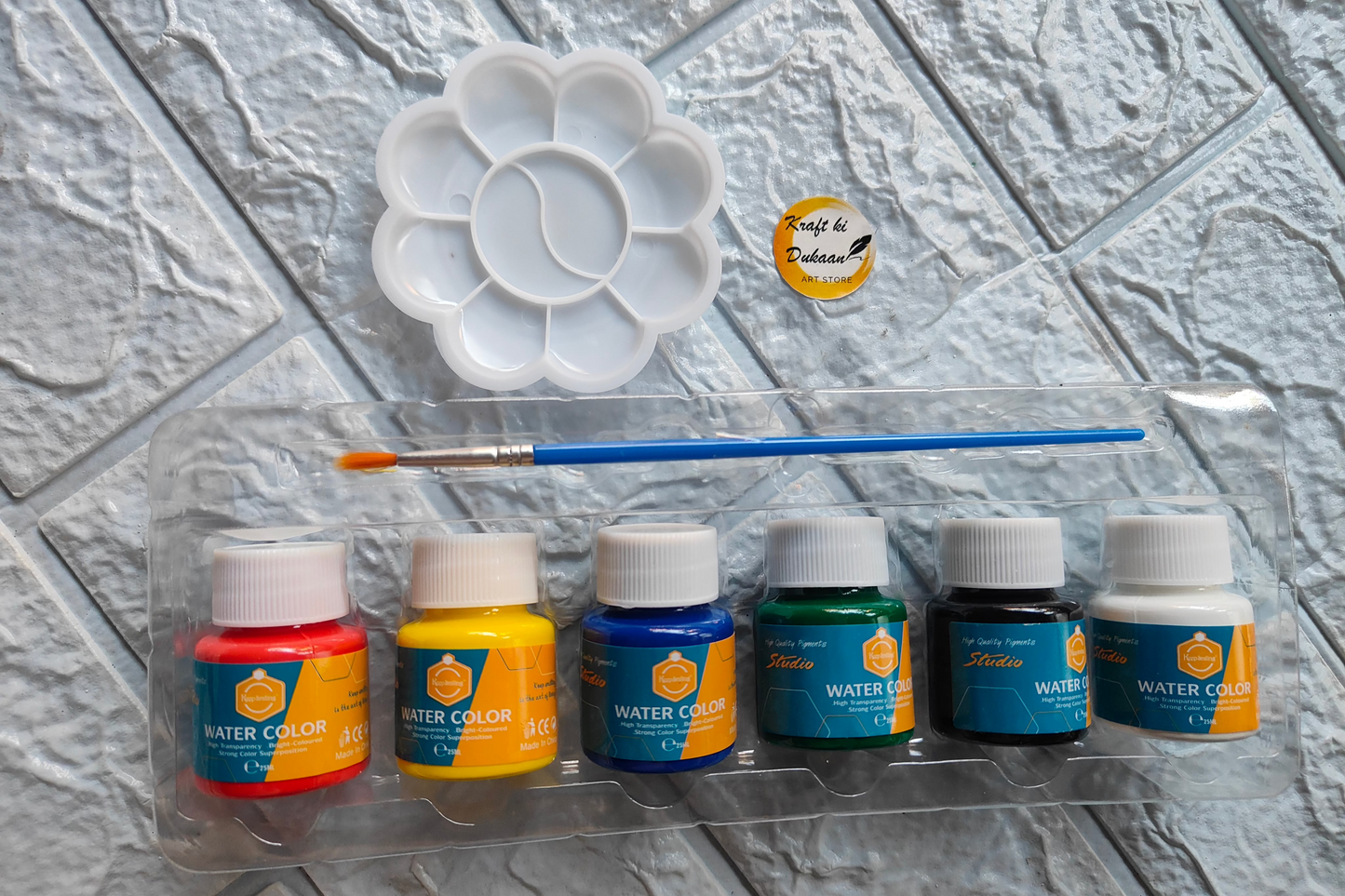 Kraft ki Dukaan watercolor paint set 25ml with vibrant colors and a brush for artists and hobbyists