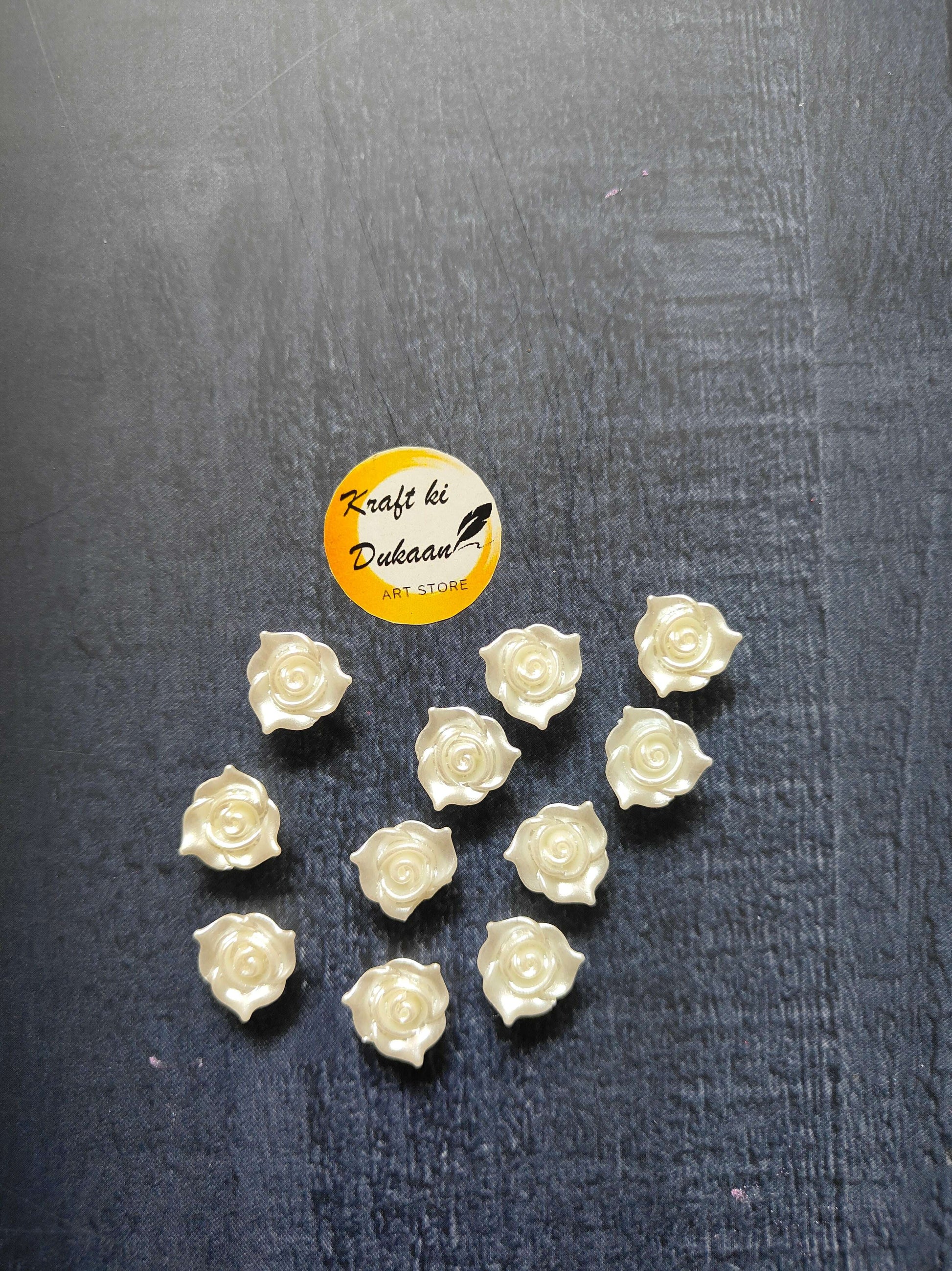 White small rose flower beads, flower-shaped white bead set